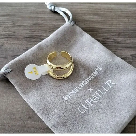 Loren Stewart x Curateur Gold Deux Open Band Ring Size 7 NWT - Picture 2 of 7